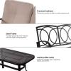 Giantex Patio Loveseat with Coffee Table Outdoor Bench with Cushion and Metal Frame, Loveseat Porch Furniture Set Sofa for Garden, Yard, Patio or Poolside (Light Beige & Black)(Beige & Black)