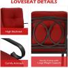 Giantex Patio Loveseat with Coffee Table Outdoor Bench with Cushion and Metal Frame, Loveseat Porch Furniture Set Sofa for Garden, Yard, Patio or Poolside (Light Beige & Black)(Deep Red & Black)