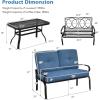 Giantex Patio Loveseat with Coffee Table Outdoor Bench with Cushion and Metal Frame, Loveseat Porch Furniture Set Sofa for Garden, Yard, Patio or Poolside (Light Beige & Black)(Blue & Black)
