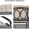 Giantex Patio Loveseat with Coffee Table Outdoor Bench with Cushion and Metal Frame, Loveseat Porch Furniture Set Sofa for Garden, Yard, Patio or Poolside (Light Beige & Black)(Light Beige & Black)