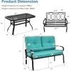 Giantex Patio Loveseat with Coffee Table Outdoor Bench with Cushion and Metal Frame, Loveseat Porch Furniture Set Sofa for Garden, Yard, Patio or Poolside (Light Beige & Black)(Turquoise & Black)