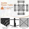 Giantex Picnic Table Set for Up to 8 Persons, Round Outdoor Table and Bench Set with Umbrella Hole, HDPE Top & Metal Frame, 2000LBS Capacity, Patio Table Bench for Deck Backyard Garden (Green)(Grey)
