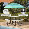 Giantex Picnic Table Set for Up to 8 Persons, Round Outdoor Table and Bench Set with Umbrella Hole, HDPE Top & Metal Frame, 2000LBS Capacity, Patio Table Bench for Deck Backyard Garden (Green)(White)