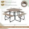 Giantex Picnic Table Set for Up to 8 Persons, Round Outdoor Table and Bench Set with Umbrella Hole, HDPE Top & Metal Frame, 2000LBS Capacity, Patio Table Bench for Deck Backyard Garden (Green)(Coral Reef)