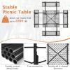 Giantex Picnic Table Set for Up to 8 Persons, Round Outdoor Table and Bench Set with Umbrella Hole, HDPE Top & Metal Frame, 2000LBS Capacity, Patio Table Bench for Deck Backyard Garden (Green)(White)