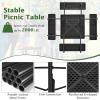 Giantex Picnic Table Set for Up to 8 Persons, Round Outdoor Table and Bench Set with Umbrella Hole, HDPE Top & Metal Frame, 2000LBS Capacity, Patio Table Bench for Deck Backyard Garden (Green)(Black)
