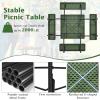 Giantex Picnic Table Set for Up to 8 Persons, Round Outdoor Table and Bench Set with Umbrella Hole, HDPE Top & Metal Frame, 2000LBS Capacity, Patio Table Bench for Deck Backyard Garden (Green)(Green)