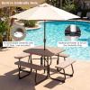 Giantex Picnic Table Set for Up to 8 Persons, Round Outdoor Table and Bench Set with Umbrella Hole, HDPE Top & Metal Frame, 2000LBS Capacity, Patio Table Bench for Deck Backyard Garden (Green)(Coral Reef)
