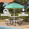Giantex Picnic Table Set for Up to 8 Persons, Round Outdoor Table and Bench Set with Umbrella Hole, HDPE Top & Metal Frame, 2000LBS Capacity, Patio Table Bench for Deck Backyard Garden (Green)(Grey)