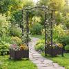 Giantex Planter Boxes with Arch Trellis, 5FT Self-Watering Tall Raised Garden Bed w/Wheels, Hanging Roof & Drainage Holes, Outdoor Indoor Tomato Planter for Climbing Vines Vegetables (60″x16″x58″)(60″x16″x58″)