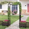 Giantex Planter Boxes with Arch Trellis, 5FT Self-Watering Tall Raised Garden Bed w/Wheels, Hanging Roof & Drainage Holes, Outdoor Indoor Tomato Planter for Climbing Vines Vegetables (60″x16″x58″)(61″x16″x64″)