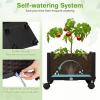 Giantex Planter Boxes with Arch Trellis, 5FT Self-Watering Tall Raised Garden Bed w/Wheels, Hanging Roof & Drainage Holes, Outdoor Indoor Tomato Planter for Climbing Vines Vegetables (60″x16″x58″)(61″x16″x64″)