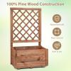 Giantex Raised Garden Bed Set 2 w/Trellis, Drainage Hole, 39”x14”x40” Wood Elevated Planter Box for Climbing Vine Flower Herb Vegetable Fruit, Planting Container for Indoor Outdoor Patio Balcony(Coffee Brown)