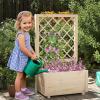 Giantex Raised Garden Bed Set 2 w/Trellis, Drainage Hole, 39”x14”x40” Wood Elevated Planter Box for Climbing Vine Flower Herb Vegetable Fruit, Planting Container for Indoor Outdoor Patio Balcony(Natural)