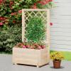 Giantex Raised Garden Bed Set 2 w/Trellis, Drainage Hole, 39”x14”x40” Wood Elevated Planter Box for Climbing Vine Flower Herb Vegetable Fruit, Planting Container for Indoor Outdoor Patio Balcony(Natural)