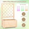 Giantex Raised Garden Bed Set 2 w/Trellis, Drainage Hole, 39”x14”x40” Wood Elevated Planter Box for Climbing Vine Flower Herb Vegetable Fruit, Planting Container for Indoor Outdoor Patio Balcony(Natural)