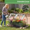 Giantex Raised Garden Bed w/Greenhouse Cover, Outdoor Oval Metal Steel Planter Box w/Roll-up Window, Clear PVC Mini Greenhouse for Vegetables Flowers Herbs Outdoor Patio Gardening, 6x2x1 FT (Black)(Black)