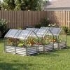 Giantex Raised Garden Bed w/Greenhouse Cover, Outdoor Oval Metal Steel Planter Box w/Roll-up Window, Clear PVC Mini Greenhouse for Vegetables Flowers Herbs Outdoor Patio Gardening, 6x2x1 FT (Black)(Silver)