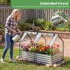 Giantex Raised Garden Bed w/Greenhouse Cover, Outdoor Oval Metal Steel Planter Box w/Roll-up Window, Clear PVC Mini Greenhouse for Vegetables Flowers Herbs Outdoor Patio Gardening, 6x2x1 FT (Black)(Silver)