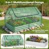 Giantex Raised Garden Bed w/Greenhouse Cover, Outdoor Oval Metal Steel Planter Box w/Roll-up Window, Clear PVC Mini Greenhouse for Vegetables Flowers Herbs Outdoor Patio Gardening, 6x2x1 FT (Black)(Green)
