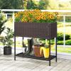 Giantex Raised Garden Bed with Legs, 40″ x 12″ Rattan Elevated Planter Box w/Storage Shelf, Removable Liner, Drainage Gaps for Vegetables, Flowers & Herbs, Outdoor Planting Stand for Backyard Patio(Brown)