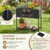 Giantex Raised Garden Bed with Legs, 40″ x 12″ Rattan Elevated Planter Box w/Storage Shelf, Removable Liner, Drainage Gaps for Vegetables, Flowers & Herbs, Outdoor Planting Stand for Backyard Patio(Black)