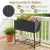 Giantex Raised Garden Bed with Legs, 40″ x 12″ Rattan Elevated Planter Box w/Storage Shelf, Removable Liner, Drainage Gaps for Vegetables, Flowers & Herbs, Outdoor Planting Stand for Backyard Patio(Black)