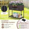 Giantex Raised Garden Bed with Legs, 40″ x 12″ Rattan Elevated Planter Box w/Storage Shelf, Removable Liner, Drainage Gaps for Vegetables, Flowers & Herbs, Outdoor Planting Stand for Backyard Patio(Brown)