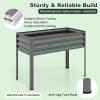 Giantex Raised Garden Bed with Legs & Greenhouse Cover, 44x22x60 Elevated Metal Planter Box with Roll-up Door, Outdoor Mini Greenhouse for Vegetable Flower Herb Patio Balcony (Black,2)(Gray)