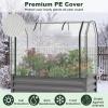 Giantex Raised Garden Bed with Legs & Greenhouse Cover, 44x22x60 Elevated Metal Planter Box with Roll-up Door, Outdoor Mini Greenhouse for Vegetable Flower Herb Patio Balcony (Black,2)(Gray)