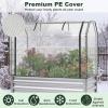 Giantex Raised Garden Bed with Legs & Greenhouse Cover, 44x22x60 Elevated Metal Planter Box with Roll-up Door, Outdoor Mini Greenhouse for Vegetable Flower Herb Patio Balcony (Black,2)(Silver)