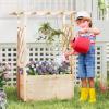 Giantex Raised Garden Bed with Sided Trellis & Roof Set 2, 31”x16”x41” Wood Elevated Planter Box, Freestanding Garden Planter Raised Bed for Flowers Herbs Climbing Vines,Brown(Natural)