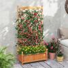 Giantex Raised Garden Bed with Trellis 2 Pack, 72” Wooden Planter Box Outdoor w/Privacy Screen Roof, Large Vertical Garden Planter w/Drainage Holes for Climbing Plants, Patio Balcony Backyard(Orange)