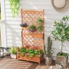 Giantex Raised Garden Bed with Trellis 2 Pack, 72” Wooden Planter Box Outdoor w/Privacy Screen Roof, Large Vertical Garden Planter w/Drainage Holes for Climbing Plants, Patio Balcony Backyard(Orange)