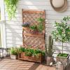Giantex Raised Garden Bed with Trellis 2 Pack, 72” Wooden Planter Box Outdoor w/Privacy Screen Roof, Large Vertical Garden Planter w/Drainage Holes for Climbing Plants, Patio Balcony Backyard(Brown)