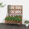 Giantex Raised Garden Bed with Trellis, 2-Tier Wooden Planter Box with Legs and Drain Holes, Garden Trellis for Vine Fruit Vegetable Flower Herb, Outdoor Elevated Garden Bed (Brown)(Brown)