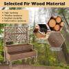 Giantex Raised Garden Bed with Trellis, 2-Tier Wooden Planter Box with Legs and Drain Holes, Garden Trellis for Vine Fruit Vegetable Flower Herb, Outdoor Elevated Garden Bed (Brown)(Brown)