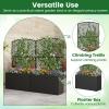 Giantex Raised Garden Bed with Trellis, 58” Tall PE Rattan Planter Box w/Liner & Drainage, Metal Frame Privacy Screen for Vertical Climbing Plants, Vegetables & Flowers, Patio Balcony Gardening(Black)