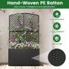 Giantex Raised Garden Bed with Trellis, 58” Tall PE Rattan Planter Box w/Liner & Drainage, Metal Frame Privacy Screen for Vertical Climbing Plants, Vegetables & Flowers, Patio Balcony Gardening(Black)
