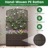 Giantex Raised Garden Bed with Trellis, 58” Tall PE Rattan Planter Box w/Liner & Drainage, Metal Frame Privacy Screen for Vertical Climbing Plants, Vegetables & Flowers, Patio Balcony Gardening(Brown)