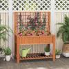 Giantex Raised Garden Bed with Trellis, Wooden Elevated Planter Box with Legs, Drainage Holes for Climbing Plants Vines Vegetables Flowers Herbs, Outdoor Horticulture Planter for Patio Yard (Brown)(Brown、)