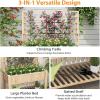 Giantex Raised Garden Bed with Trellis, Wooden Elevated Planter Box with Legs, Drainage Holes for Climbing Plants Vines Vegetables Flowers Herbs, Outdoor Horticulture Planter for Patio Yard (Brown)(Natural)