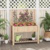 Giantex Raised Garden Bed with Trellis, Wooden Elevated Planter Box with Legs, Drainage Holes for Climbing Plants Vines Vegetables Flowers Herbs, Outdoor Horticulture Planter for Patio Yard (Brown)(Natural)