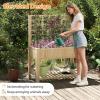 Giantex Raised Garden Bed with Trellis, Wooden Elevated Planter Box with Legs, Drainage Holes for Climbing Plants Vines Vegetables Flowers Herbs, Outdoor Horticulture Planter for Patio Yard (Brown)(Natural)