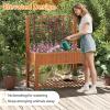 Giantex Raised Garden Bed with Trellis, Wooden Elevated Planter Box with Legs, Drainage Holes for Climbing Plants Vines Vegetables Flowers Herbs, Outdoor Horticulture Planter for Patio Yard (Brown)(Brown、)