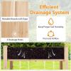 Giantex Raised Garden Bed with Trellis, Wooden Elevated Planter Box with Legs, Drainage Holes for Climbing Plants Vines Vegetables Flowers Herbs, Outdoor Horticulture Planter for Patio Yard (Brown)(Natural)