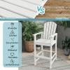 Giantex Set of 2 HDPE Outdoor Bar Stools, All Weather Tall Adirondack Chair with Armrest, Footrest, Load 360Lbs, Counter Height Bar Stool for Patio, Garden, Yard, Indoor Or Outdoor Use (Turquoise)(White)