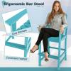 Giantex Set of 2 HDPE Outdoor Bar Stools, All Weather Tall Adirondack Chair with Armrest, Footrest, Load 360Lbs, Counter Height Bar Stool for Patio, Garden, Yard, Indoor Or Outdoor Use (Turquoise)(Turquoise)