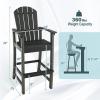 Giantex Set of 2 HDPE Outdoor Bar Stools, All Weather Tall Adirondack Chair with Armrest, Footrest, Load 360Lbs, Counter Height Bar Stool for Patio, Garden, Yard, Indoor Or Outdoor Use (Turquoise)(Black)