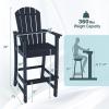 Giantex Set of 2 HDPE Outdoor Bar Stools, All Weather Tall Adirondack Chair with Armrest, Footrest, Load 360Lbs, Counter Height Bar Stool for Patio, Garden, Yard, Indoor Or Outdoor Use (Turquoise)(Navy)